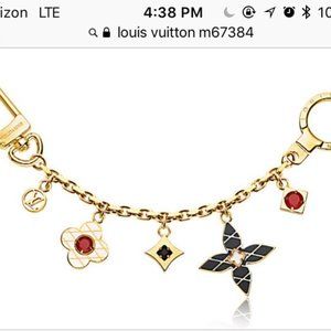 LOUIS VUITTON Malletage Flowers Bag Charm Chain Gold Tone M67384 LV Auth 22609 G